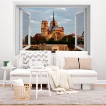 Vinilos 3d ventana catedral de notre dame parís francia