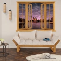 Ventana vinilo 3d catedral notre dame francia