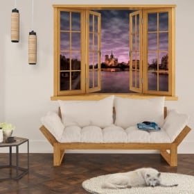 Ventana vinilo 3d catedral notre dame francia