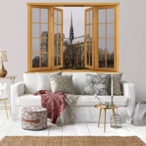 Ventanas 3d catedral de notre dame parís francia