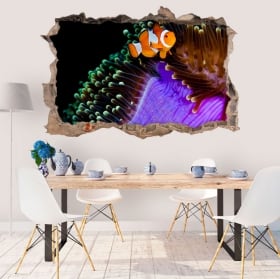 Vinilos paredes pez payaso y anémona 3d
