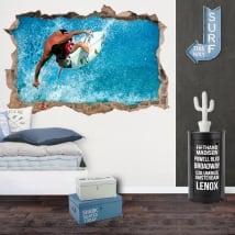 Vinilos decorativos 3d surfista en la ola