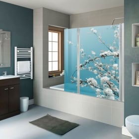 Vinilos para mamparas de baños flores de cerezo