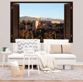 Vinilos y pegatinas 3d ventana con vistas a la alhambra