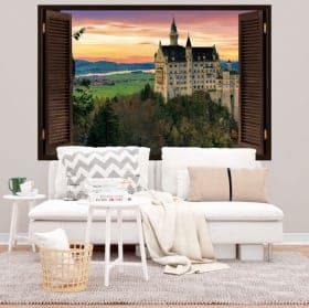 Vinilos y pegatinas 3d ventana castillo de neuschwanstein