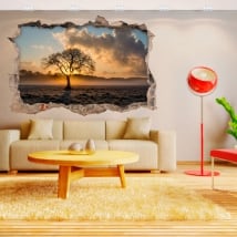 Pegatinas de vinilos 3d árbol y puesta de sol