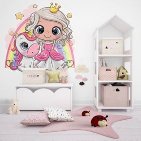 Vinilos infantiles o juveniles princesa y unicornio