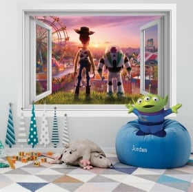 Vinilos paredes 3d ventana toy story 4