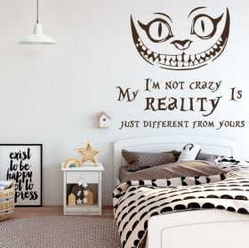 Vinilos gato alicia en el país de las maravillas frase inglés