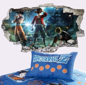 Vinilos paredes goku naruto y luffy jump force 3d