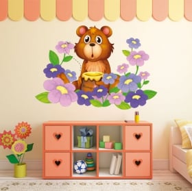 Pegatinas de vinilos infantiles oso y flores