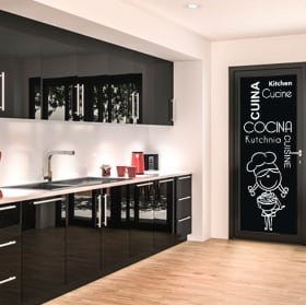 Vinilos para puertas de cocinas en varios idiomas
