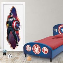 Vinilos para puertas 3d marvel capitán américa