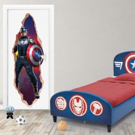 Vinilos para puertas 3d marvel capitán américa