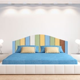 Vinilos cabeceros cama tablas de madera de colores