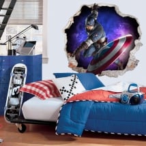 Vinilos 3d marvel capitán américa