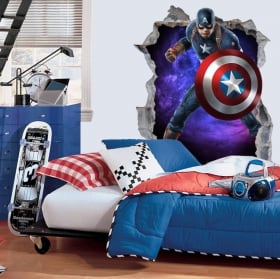 Vinilos decorativos 3d marvel capitán américa