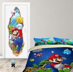 Vinilos puertas 3d videojuego mario bros