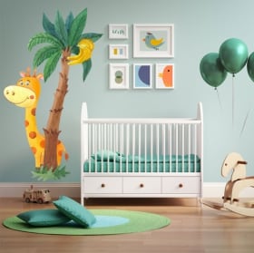 Vinilos infantiles o de bebés jirafa y palmera acuarela