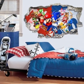 Vinilos 3d videojuego mario bros y sonic juegos olímpicos