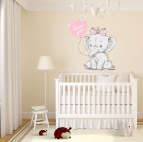 Vinilos elefante para niñas con frase love you