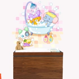 Vinilos infantiles o de beb&eacute; animales ba&ntilde;&aacute;ndose