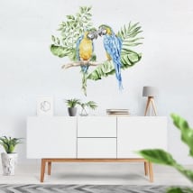 Vinilos para paredes loros o guacamayos en acuarela
