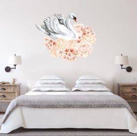 Vinilos y pegatinas cisne con flores