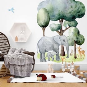 Vinilos para pared animales y naturaleza en acuarela