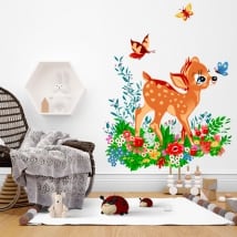 Vinilos y pegatinas infantiles bambi con mariposas