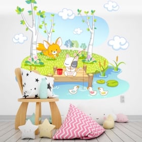 Vinilos y pegatinas infantiles animales pescando