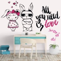 Vinilos y pegatinas conejos frases all you need is love