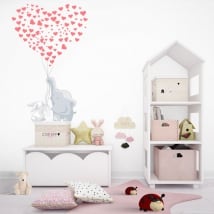 Vinilos decorativos elefante y conejo con corazones