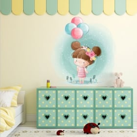 Vinilos decorativos infantiles niña con globos