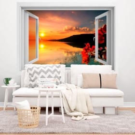 Ventanas de vinilos 3d doble puesta de sol