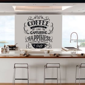 Vinilos y pegatinas cocina frase inglés coffee