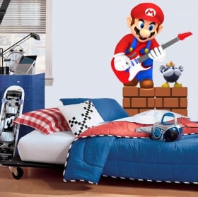 Vinilos y pegatinas videojuego mario bros con guitarra