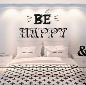 Vinilos decorativos frases en inglés be happy