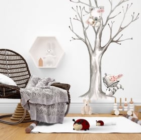 Vinilos de pared mapache y koalas en el árbol