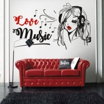 Vinilos y pegatinas silueta mujer love music