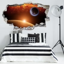 Vinilos 3d planeta tierra con marte y el sol