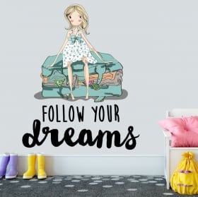 Vinilo decorativo frase inglés follow your dreams