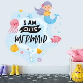 Vinilos decorativos frase en inglés i am cute mermaid