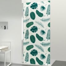 Vinilos para mamparas de baños hojas tropicales