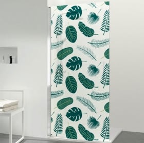 Vinilos para mamparas de baños hojas tropicales