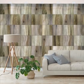 Fotomurales de vinilos cuadrados con efecto madera