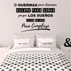 Vinilo decorativo frase duerme para soñar