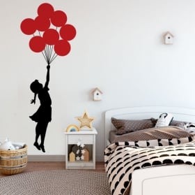 Vinilos decorativos y pegatinas banksy niña con globos