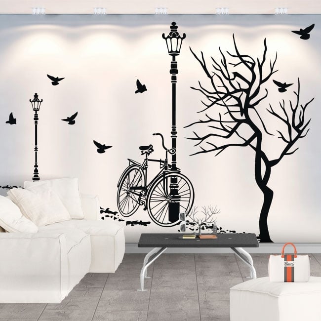 🥇 Vinilo decorativo otoño en bicicleta 🥇