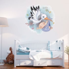 Vinilos decorativos niños cigüeña para bebés